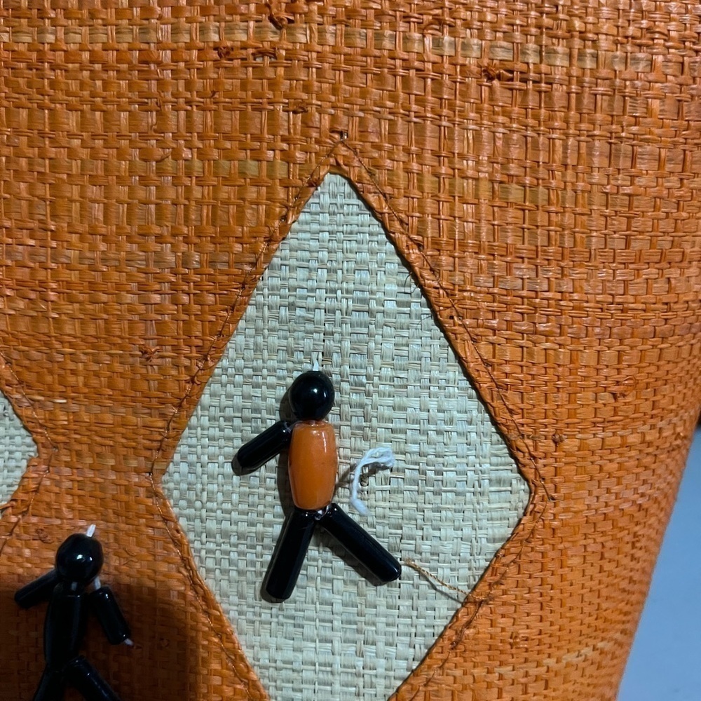🩷Free🩷Vintage boho handbag,orange,wood handles - Picture 3 of 11